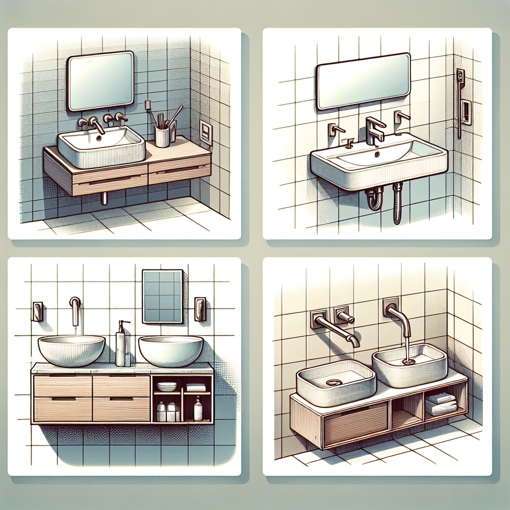 Porównanie różnych typów umywalek: nablatowe, wiszące, z szafką, podwójne
