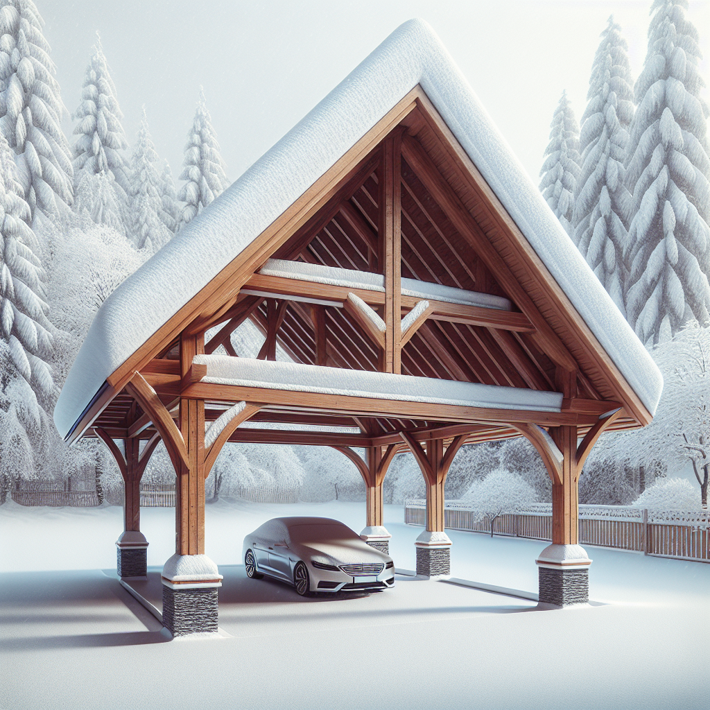 Drewniane wiaty na samochody a śnieg i wiatr – jak dobrać spadek i przekroje?